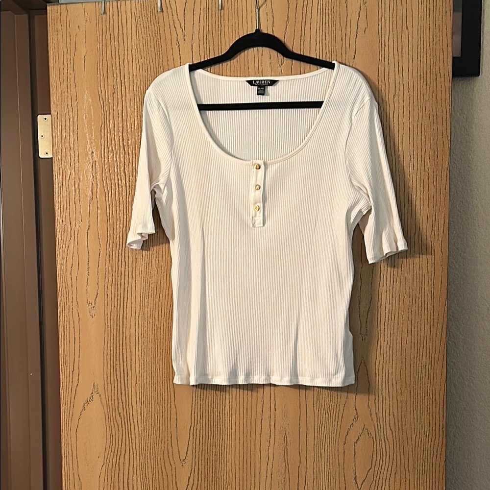 Ralph Lauren Cream Fitted 3/4 Sleeve Blouse